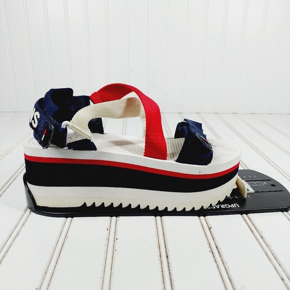 Tommy Hilfiger Red, White, and Blue Platform Sandals - Picture 10 of 12